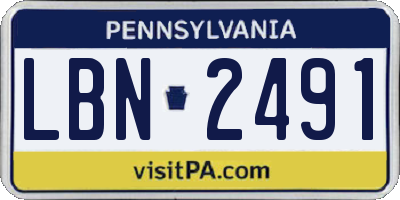 PA license plate LBN2491