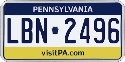 PA license plate LBN2496