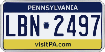 PA license plate LBN2497