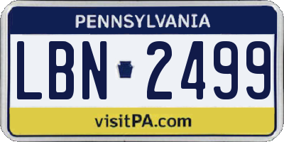 PA license plate LBN2499