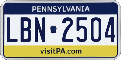 PA license plate LBN2504