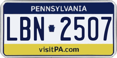 PA license plate LBN2507