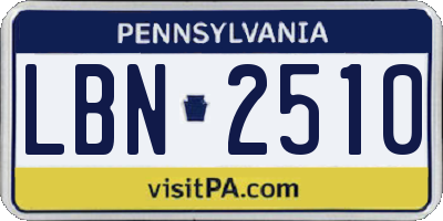 PA license plate LBN2510