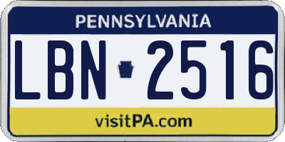 PA license plate LBN2516