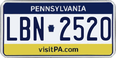 PA license plate LBN2520