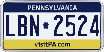 PA license plate LBN2524