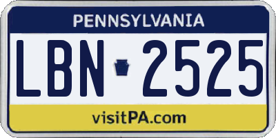 PA license plate LBN2525