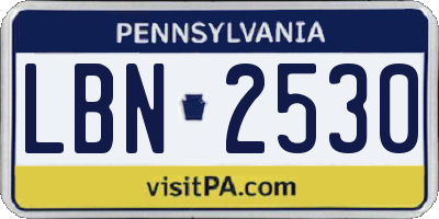 PA license plate LBN2530