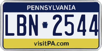 PA license plate LBN2544