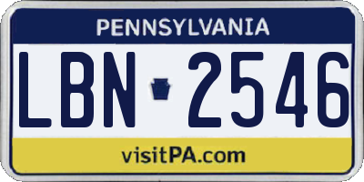 PA license plate LBN2546