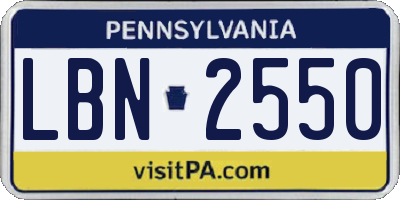 PA license plate LBN2550