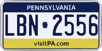 PA license plate LBN2556