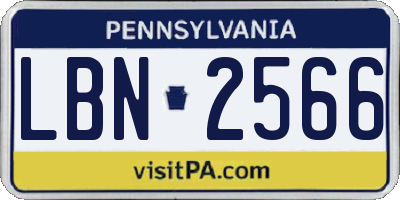 PA license plate LBN2566