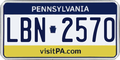 PA license plate LBN2570