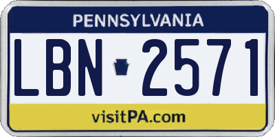 PA license plate LBN2571