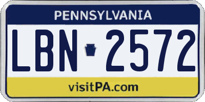 PA license plate LBN2572