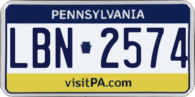 PA license plate LBN2574