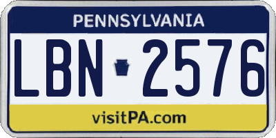 PA license plate LBN2576