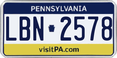 PA license plate LBN2578