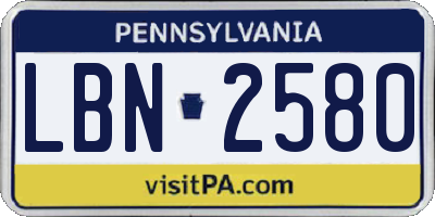 PA license plate LBN2580