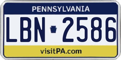 PA license plate LBN2586