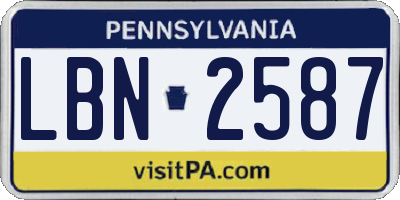 PA license plate LBN2587