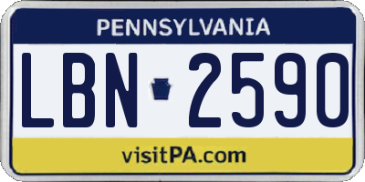 PA license plate LBN2590