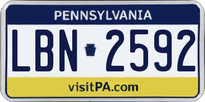 PA license plate LBN2592