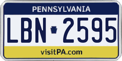 PA license plate LBN2595