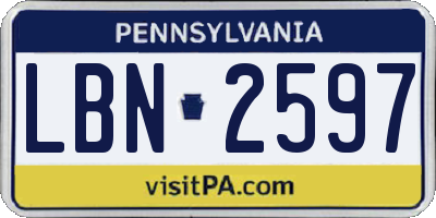 PA license plate LBN2597