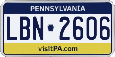 PA license plate LBN2606