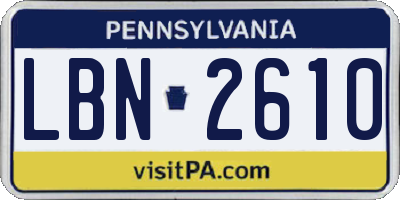 PA license plate LBN2610