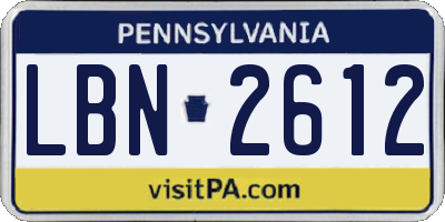 PA license plate LBN2612