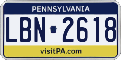 PA license plate LBN2618