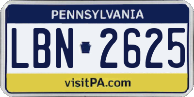 PA license plate LBN2625