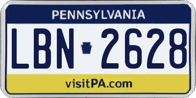 PA license plate LBN2628