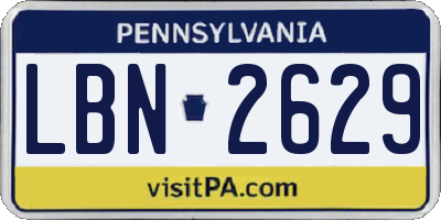 PA license plate LBN2629