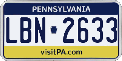 PA license plate LBN2633
