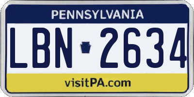 PA license plate LBN2634