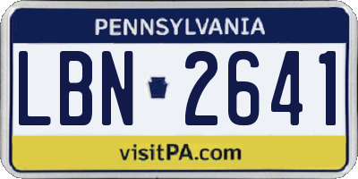 PA license plate LBN2641