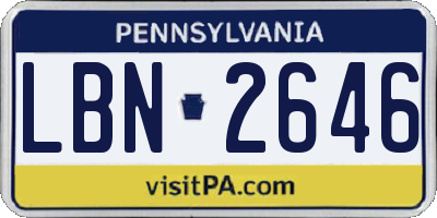 PA license plate LBN2646