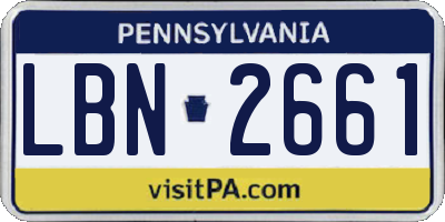 PA license plate LBN2661