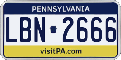 PA license plate LBN2666