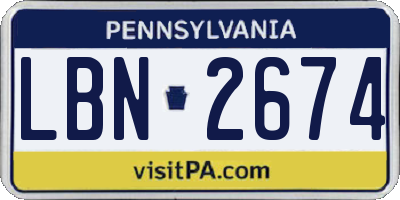 PA license plate LBN2674