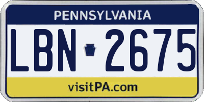 PA license plate LBN2675