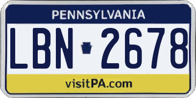 PA license plate LBN2678