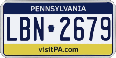 PA license plate LBN2679