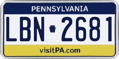 PA license plate LBN2681