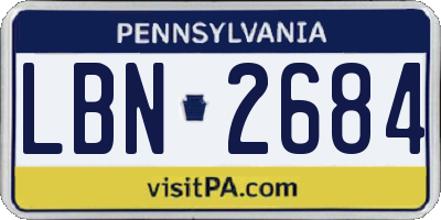 PA license plate LBN2684