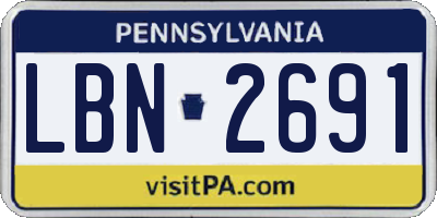 PA license plate LBN2691